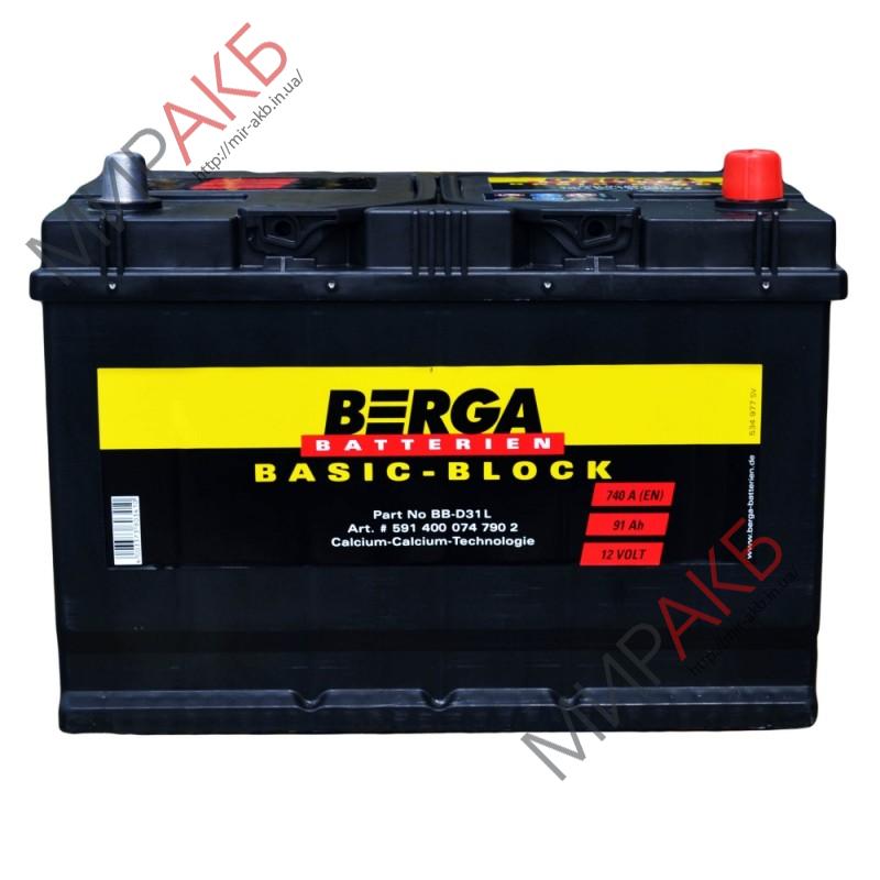 Аккумулятор BERGA 95Ач  asia 830 A  306/173/225 
