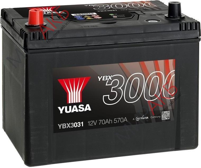  Аккумулятор YUASA YBX3031 70Ач  570А азия 262/175/226